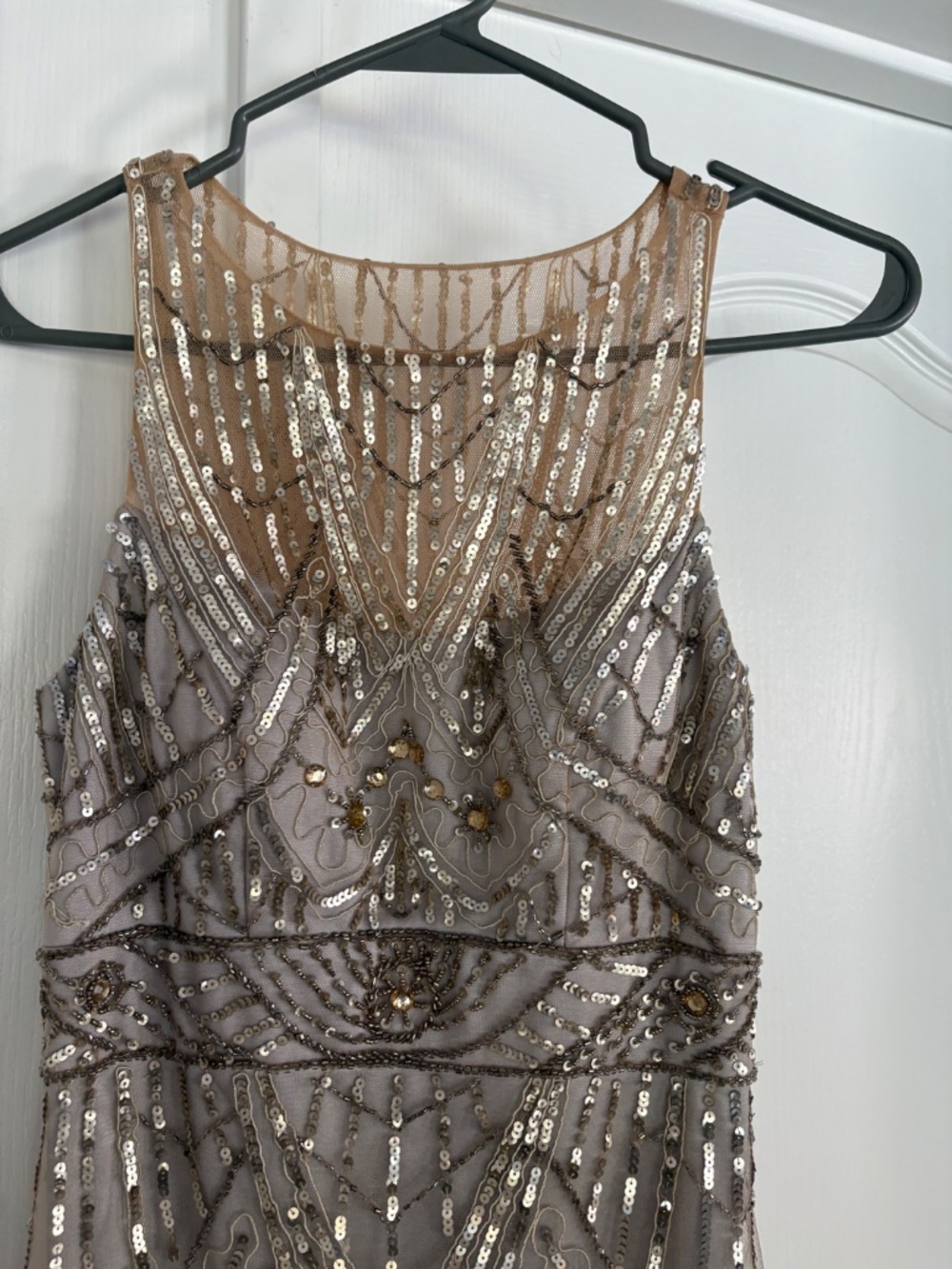 Sue Wong Rare Feather Petal Gown Champagne Silver 2 xs - Picture 6 of 8